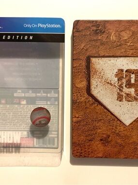 MLB The Show 19 PlayStation Steelbook with Blue Sleeve and Brown Home Plate Art